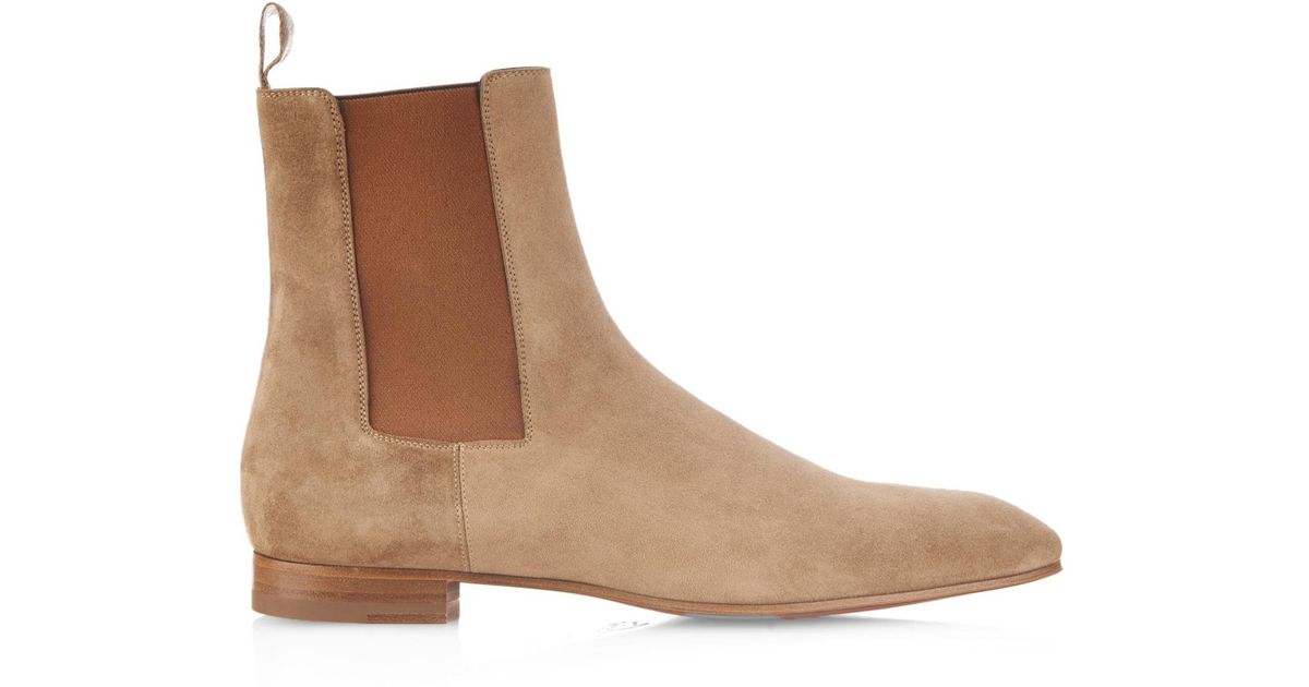 Christian louboutin Roadie Suede Boots in Beige for Men (CAMEL) | Lyst