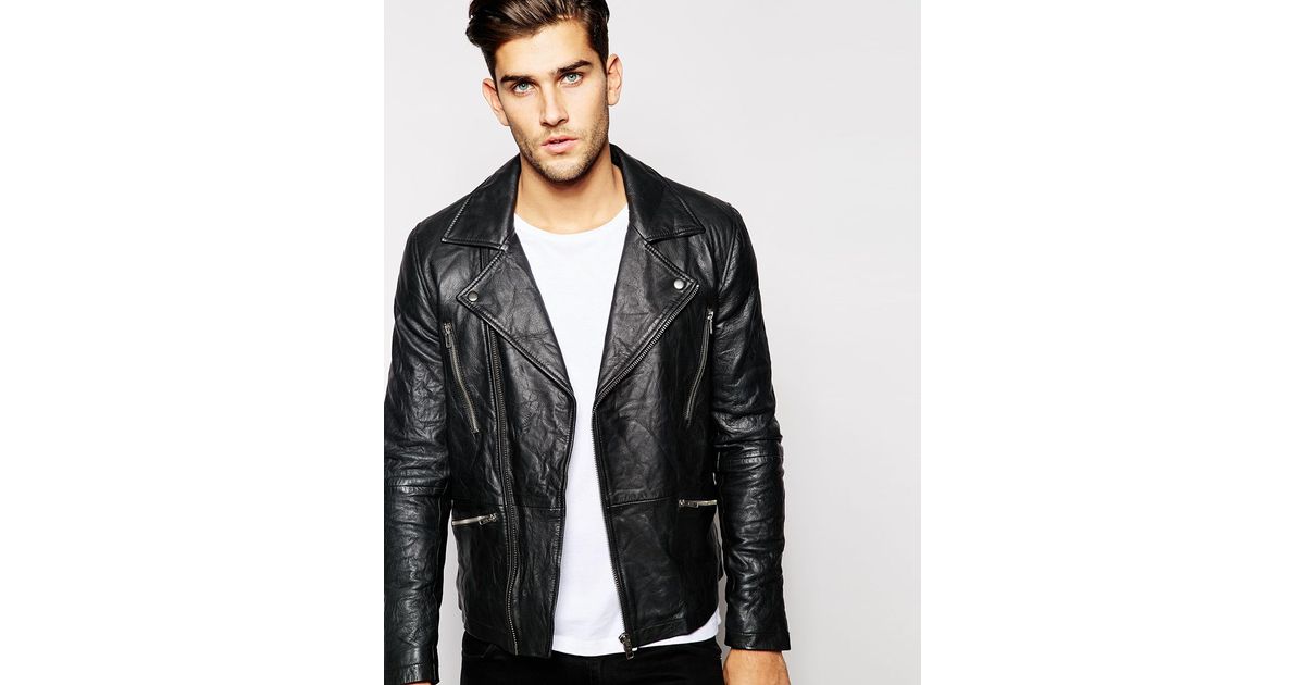 Lyst Barneys Originals Barney S Leather Jacket Biker In Black For Men