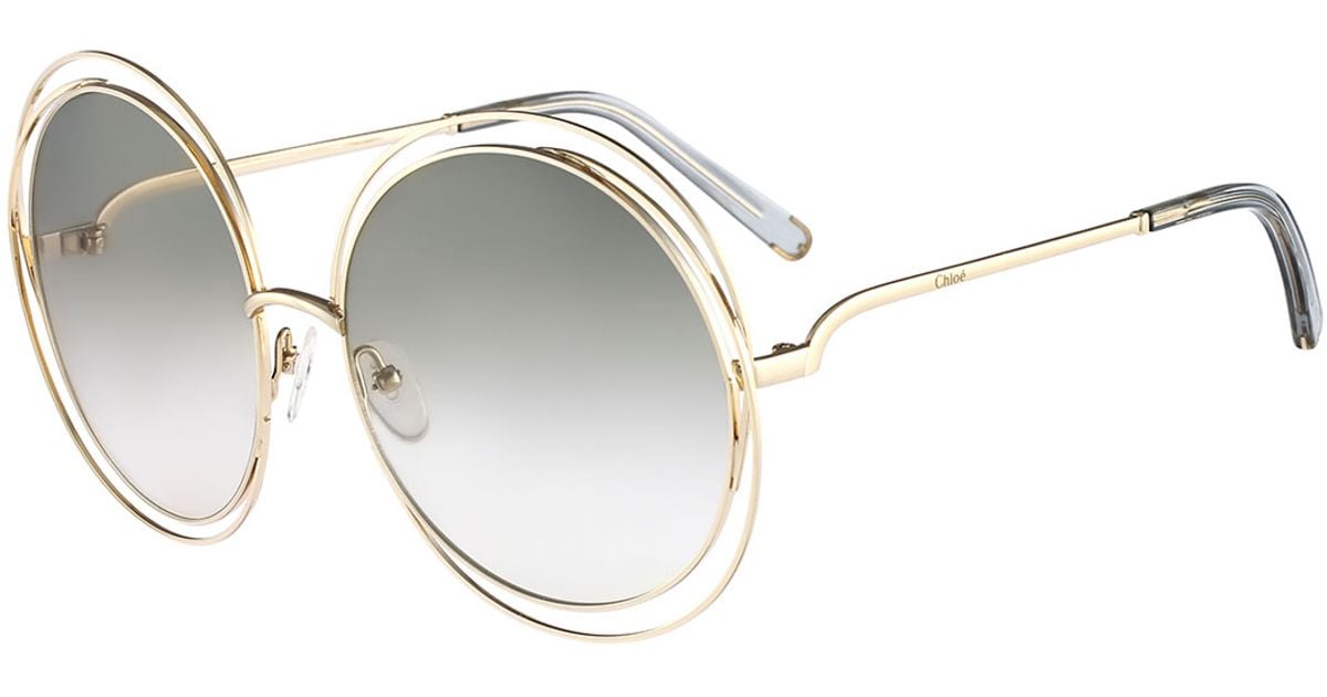 Chloe Carlina Round Wire-frame Sunglasses in Metallic ...
