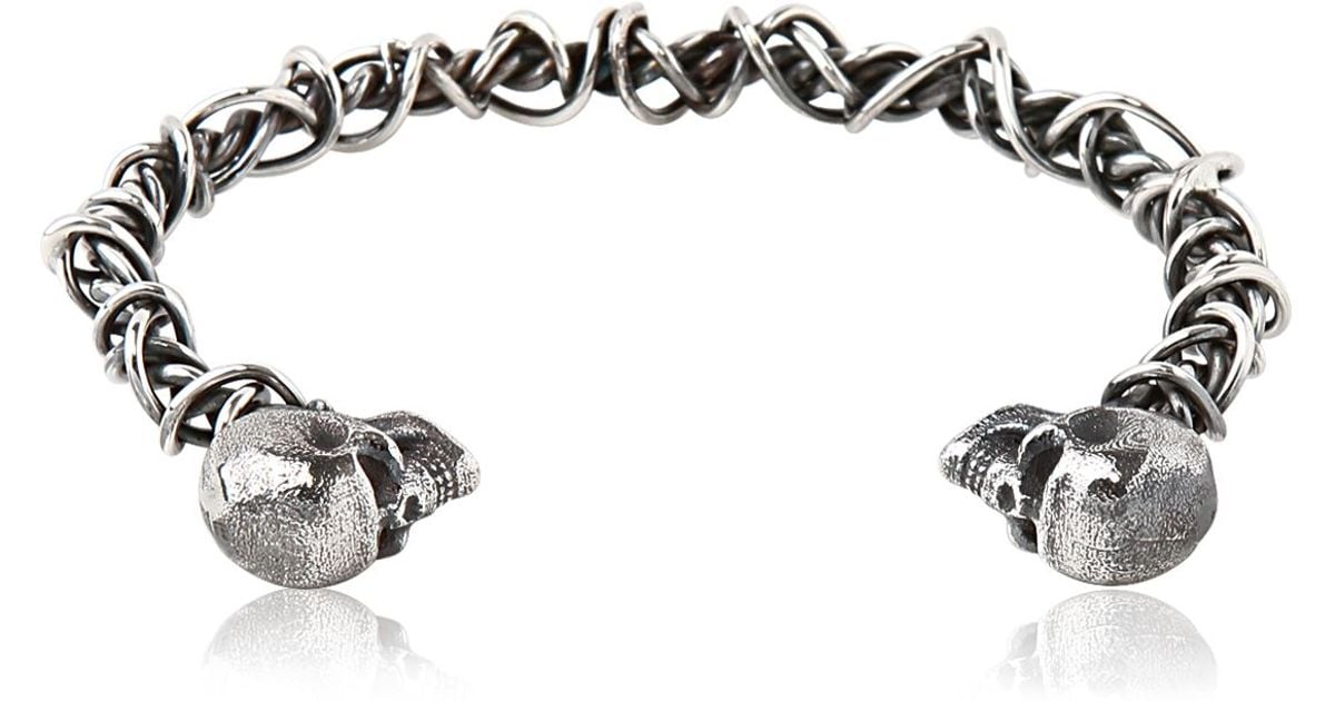 Lyst Emanuele Bicocchi Woven Sterling Silver Skull Bracelet In Lyst Emanuele Bicocchi Woven Sterling Silver Skull Bracelet In Metallic For Men