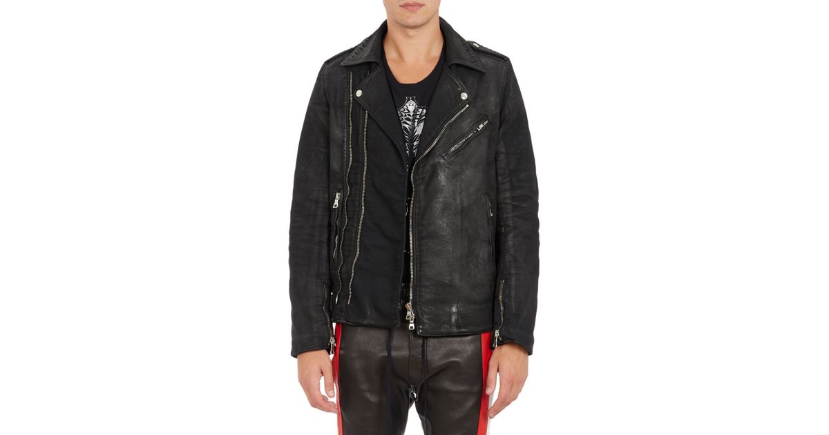 Lyst Balmain Coated Denim Moto Jacket In Black For Men