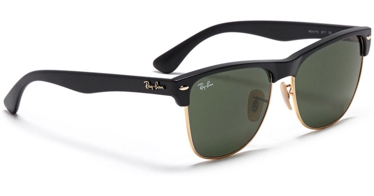 Lyst - Ray-Ban 'clubmaster' Matte Acetate Browline Sunglasses in Black ...