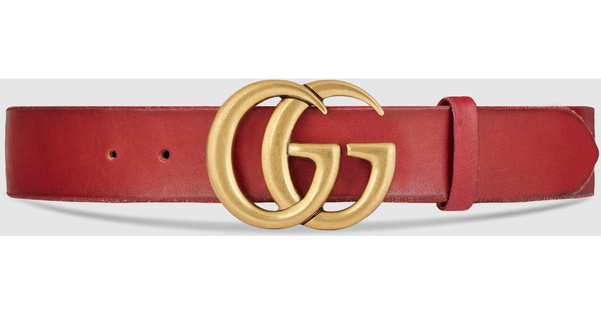 Gucci Leather Belt With Double G Buckle in Red for Men | Lyst