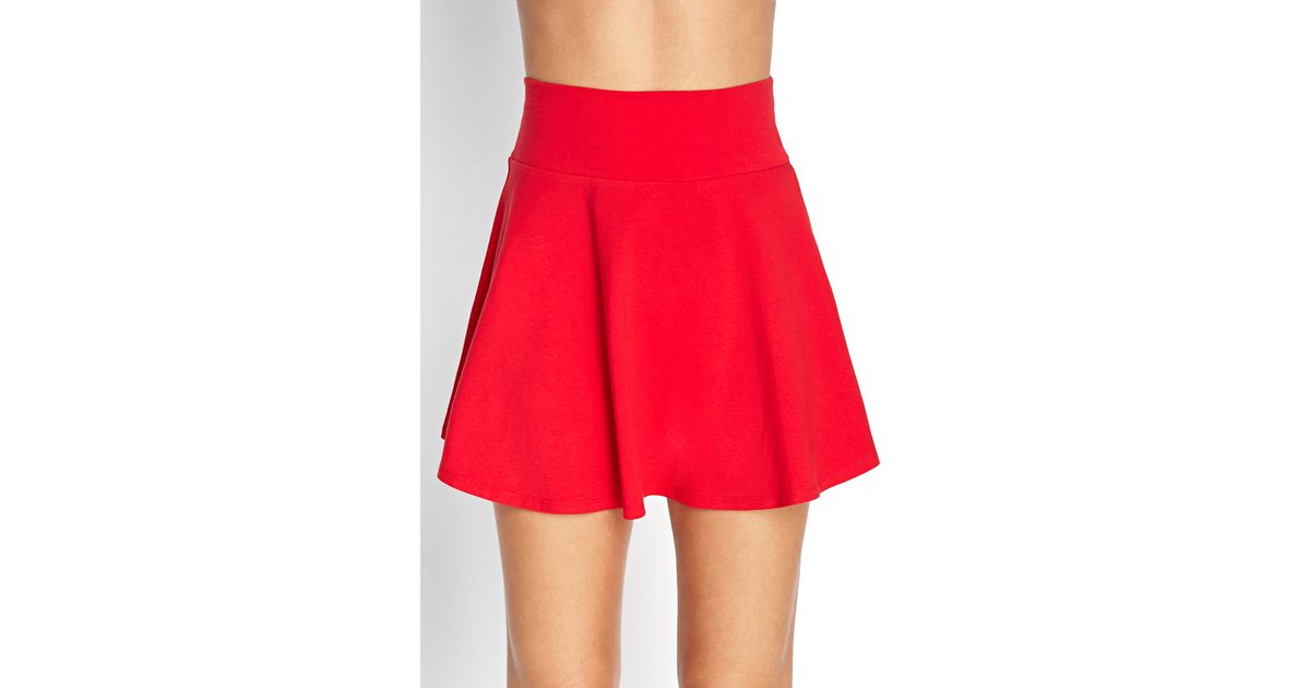 Lyst Forever 21 Knit Skater Skirt In Red 