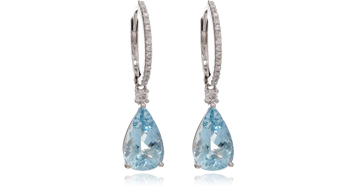 Lyst Kojis White Gold And Aquamarine Diamond Hoop Earrings In Blue