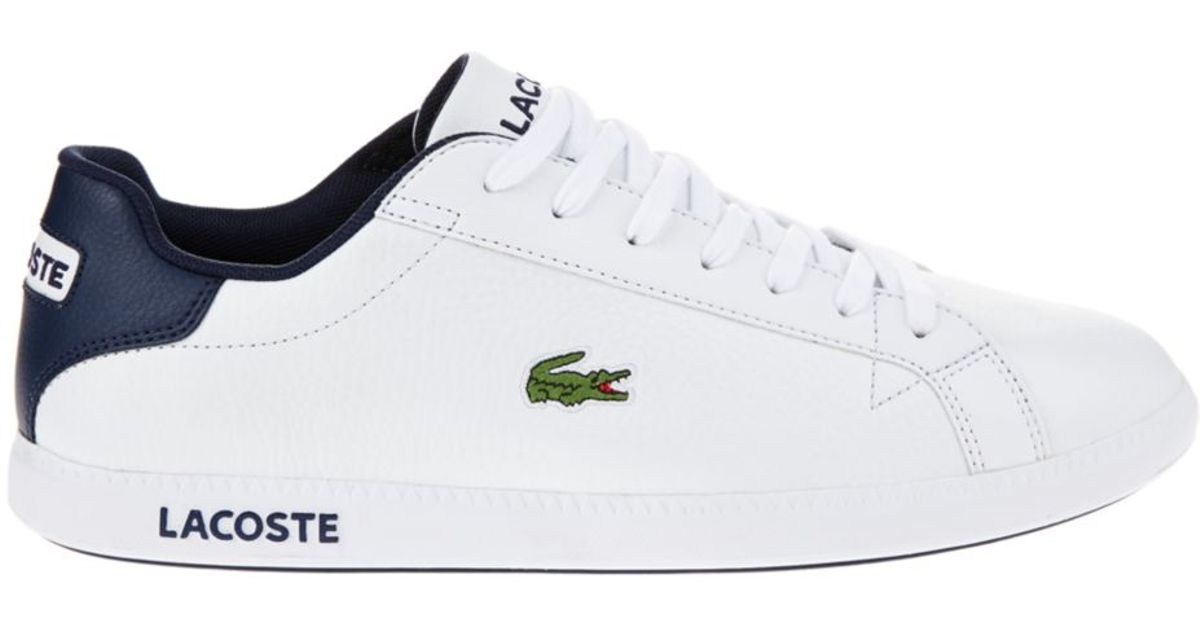 Lacoste Graduate Leather Sneakers in White for Men (White/Dark Blue) | Lyst