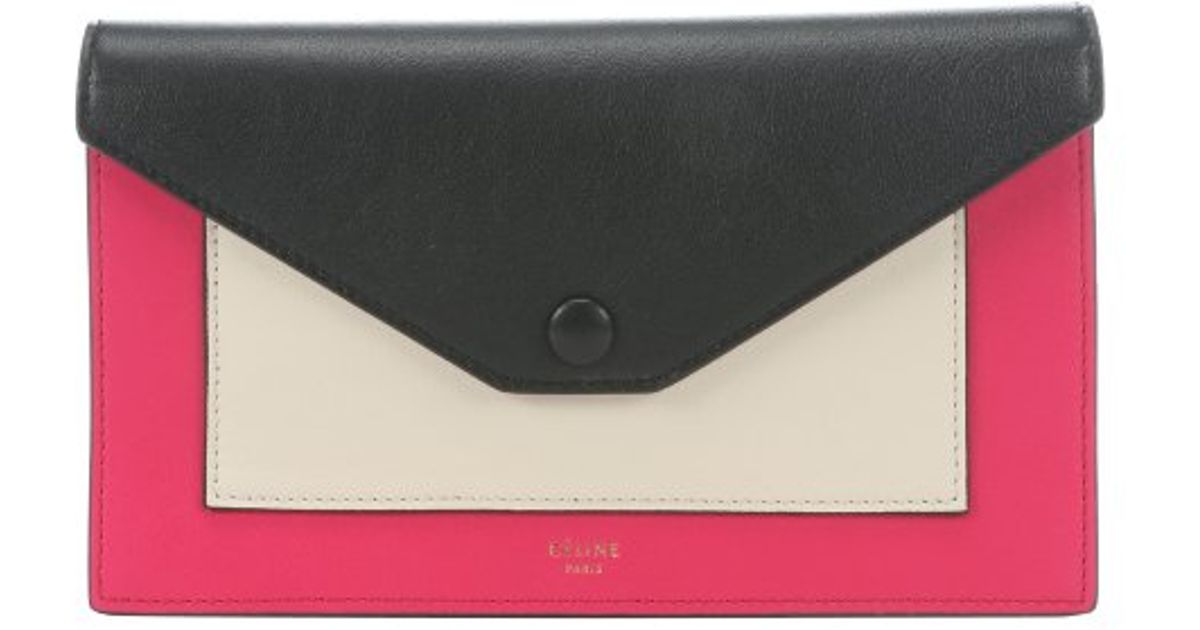 Cline Fuchsia And Black Leather Envelope Continental Wallet in ...  