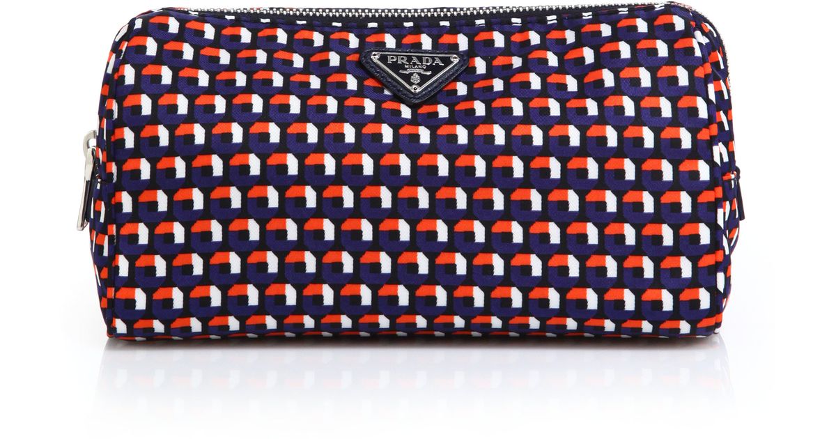 Prada Multicolor Octagon-Patterned Nylon Cosmetic Bag in ...  