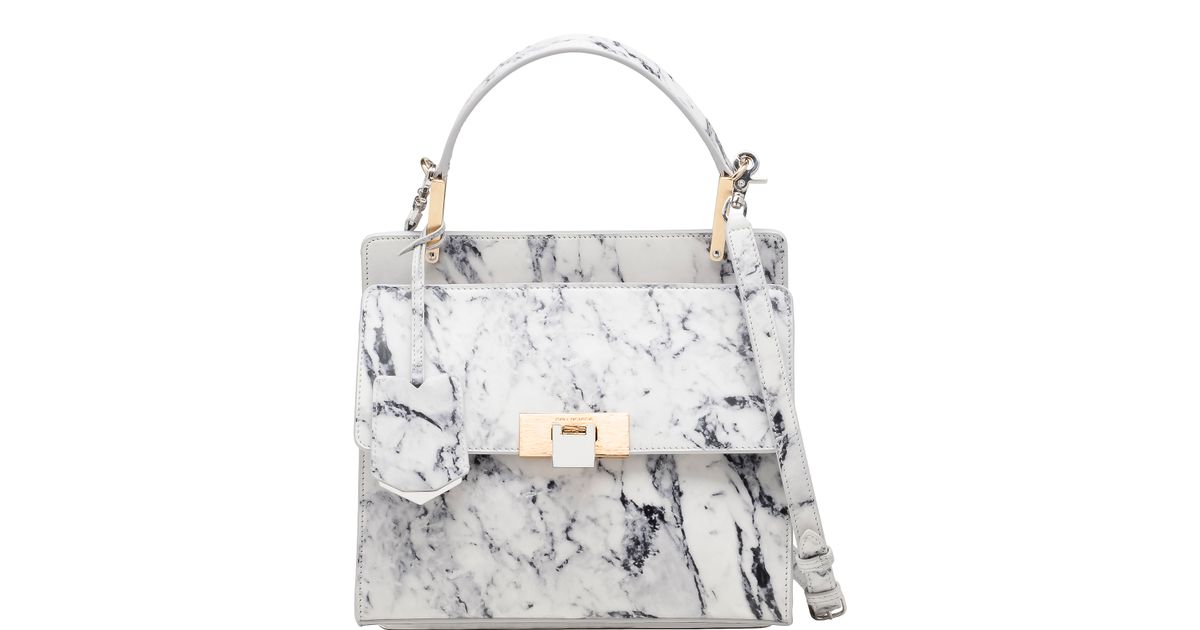 Lyst Balenciaga Le Dix Marble Zip Cartable S In White