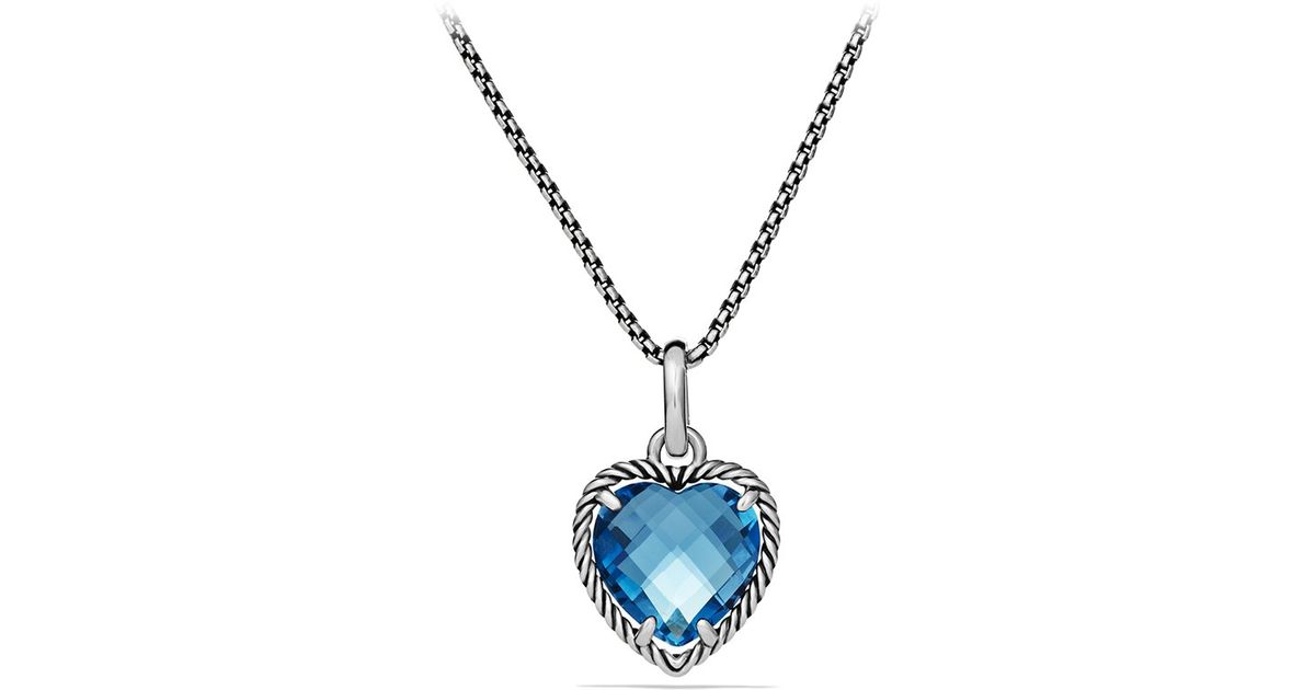 Lyst David Yurman Cable Heart Pendant With Hampton Blue Topaz In