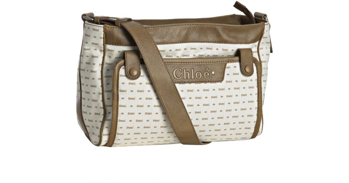 Chlo Brown Logo Print Canvas Diaper Bag with Changing Pad in ...