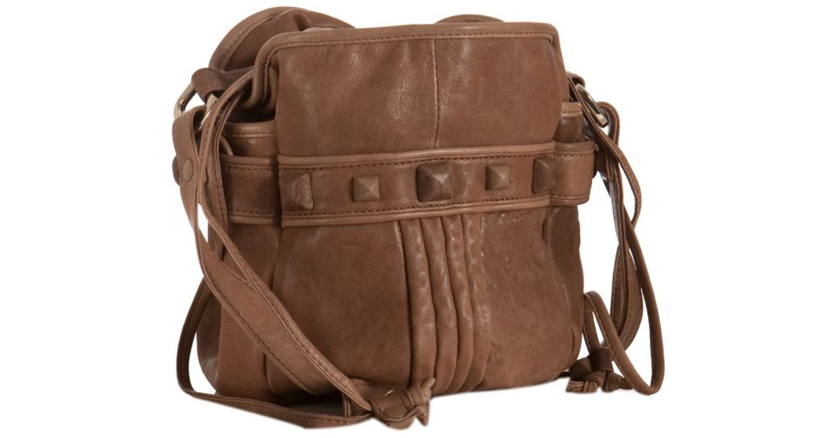 Lyst Junior Drake Tan Leather Studded Faren Bucket Bag In Brown