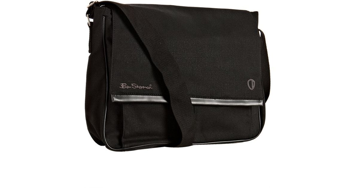 Lyst Ben Sherman Black Canvas Laptop Messenger Bag In For Men