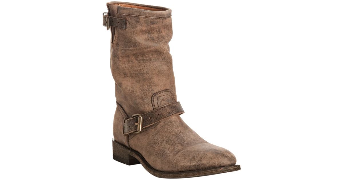 Lyst Miz Mooz Distressed Leather Dorato Motorcycle Boots in Brown