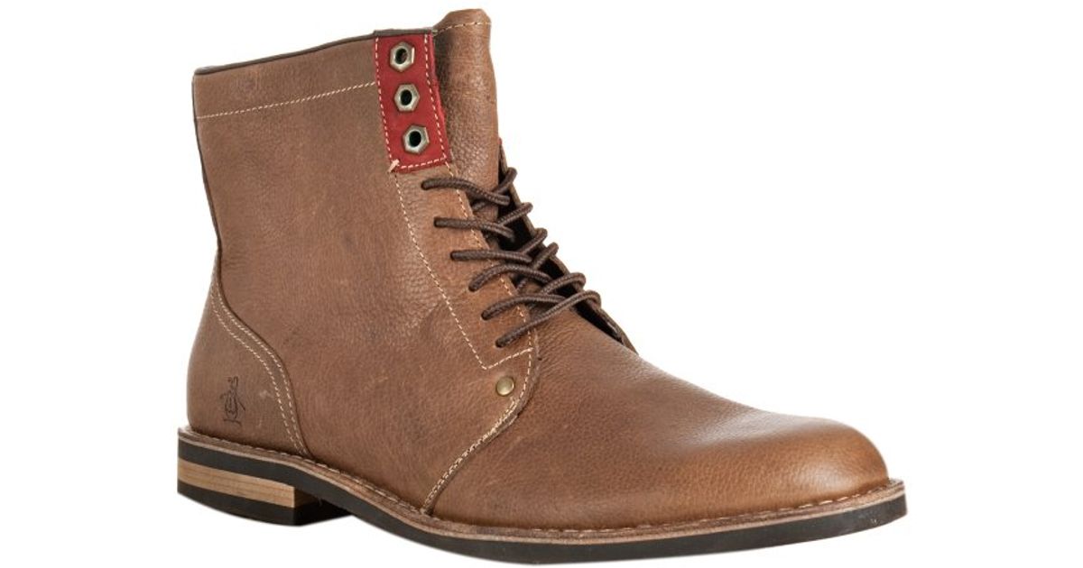 Lyst - Original Penguin Drago Leather Jerry Jeff Lace-up Boots in Brown ...