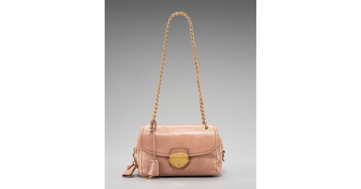 Prada Glace Calf Push-lock Chain Shoulder Bag, Cammeo in Pink | Lyst