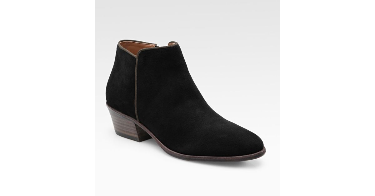 Sam Edelman Petty Low-cut Suede Ankle Boots in Black - Lyst