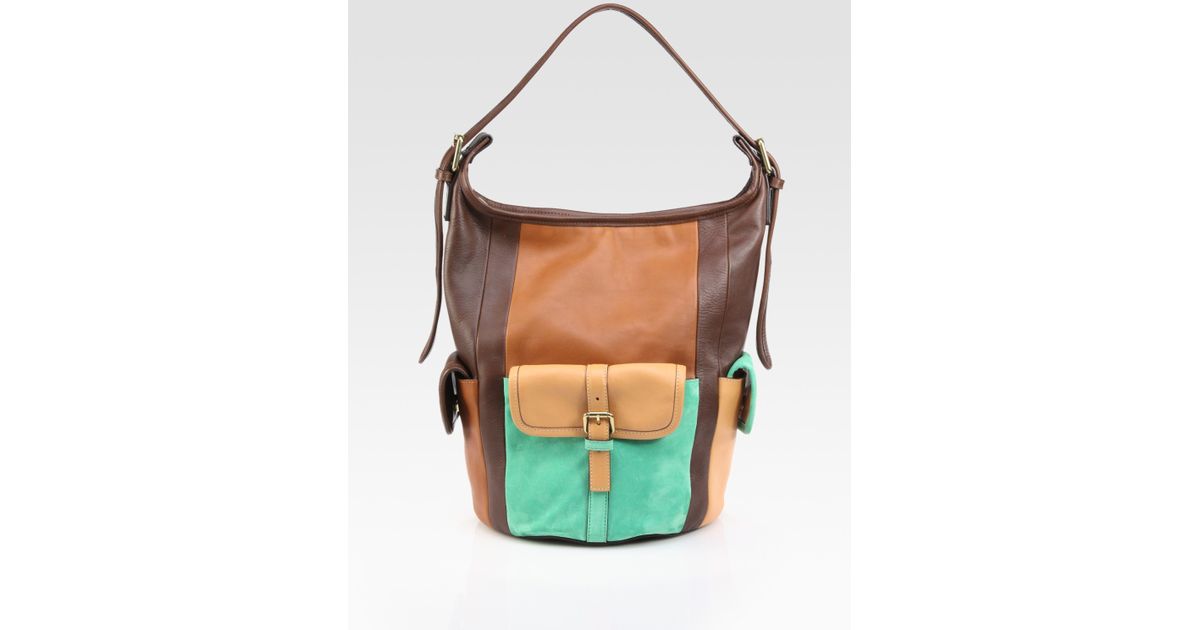 Chlo Gabby Suede \u0026amp; Leather Patchwork Bucket Bag in Brown | Lyst