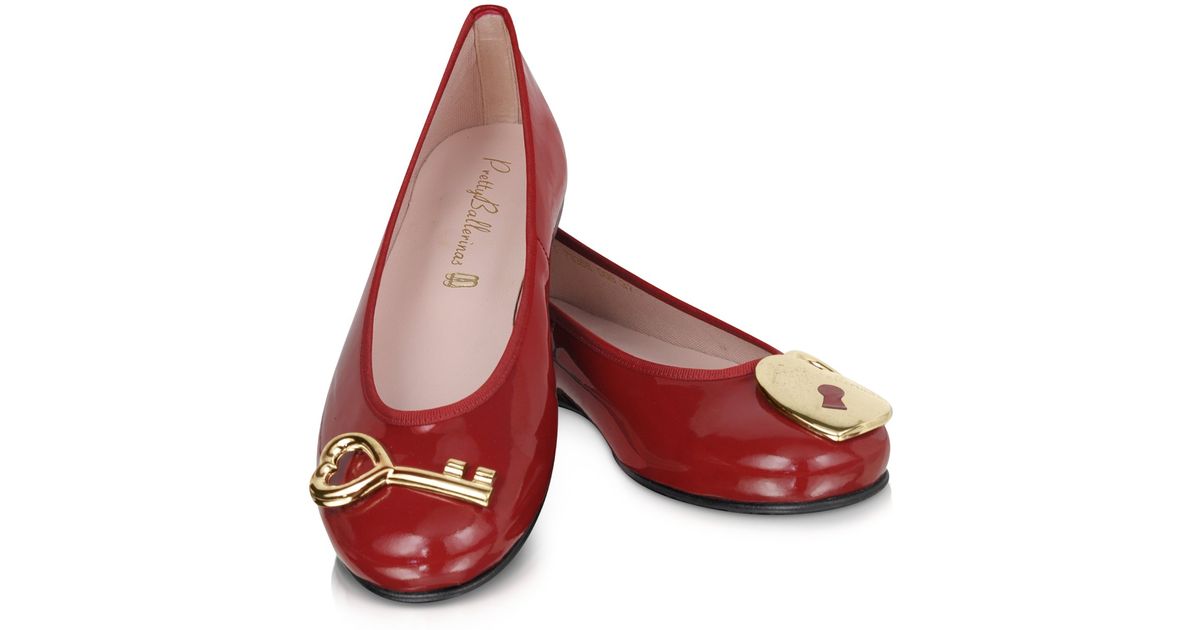 Lyst - Pretty Ballerinas Red Patent Ballerina Shoes in Red