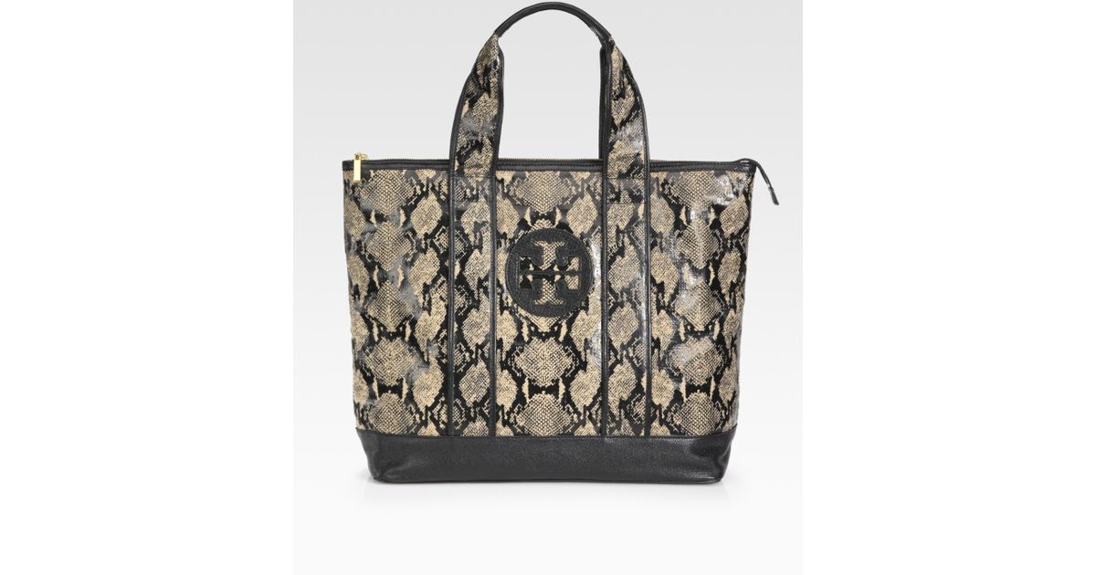 tory burch snakeskin tote