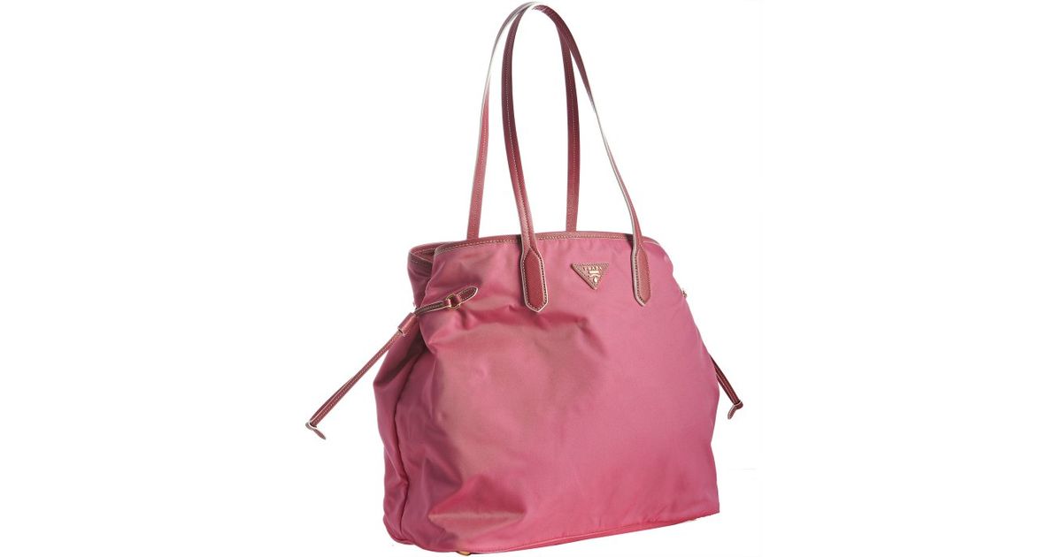 Prada Peonia Nylon Shopping Tote in Pink | Lyst  