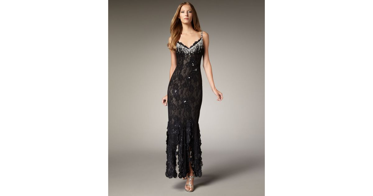 Lyst Julian Joyce By Mandalay Beaded Lace Gown In Black