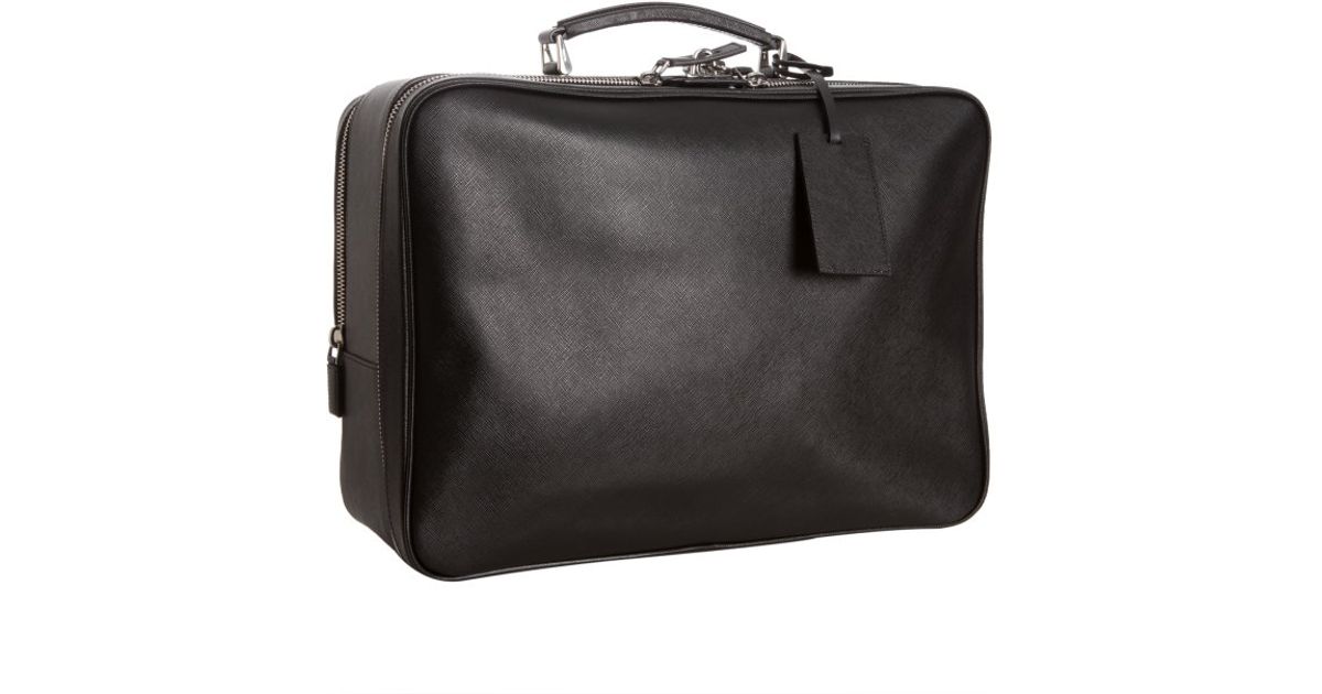 Prada Black Saffiano Leather Small Suitcase in Black for Men | Lyst  