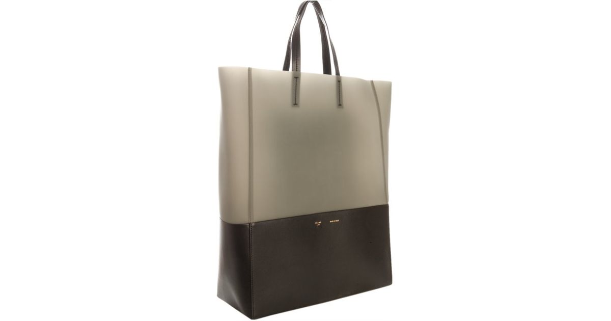 Lyst Céline Grey Rubber And Leather Ping Tote In Gray