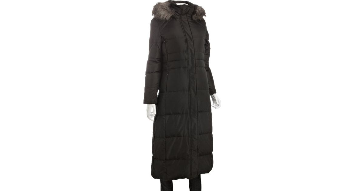 Lyst Calvin Klein Black Faux Fur Trimmed Hooded Quilted Down Full