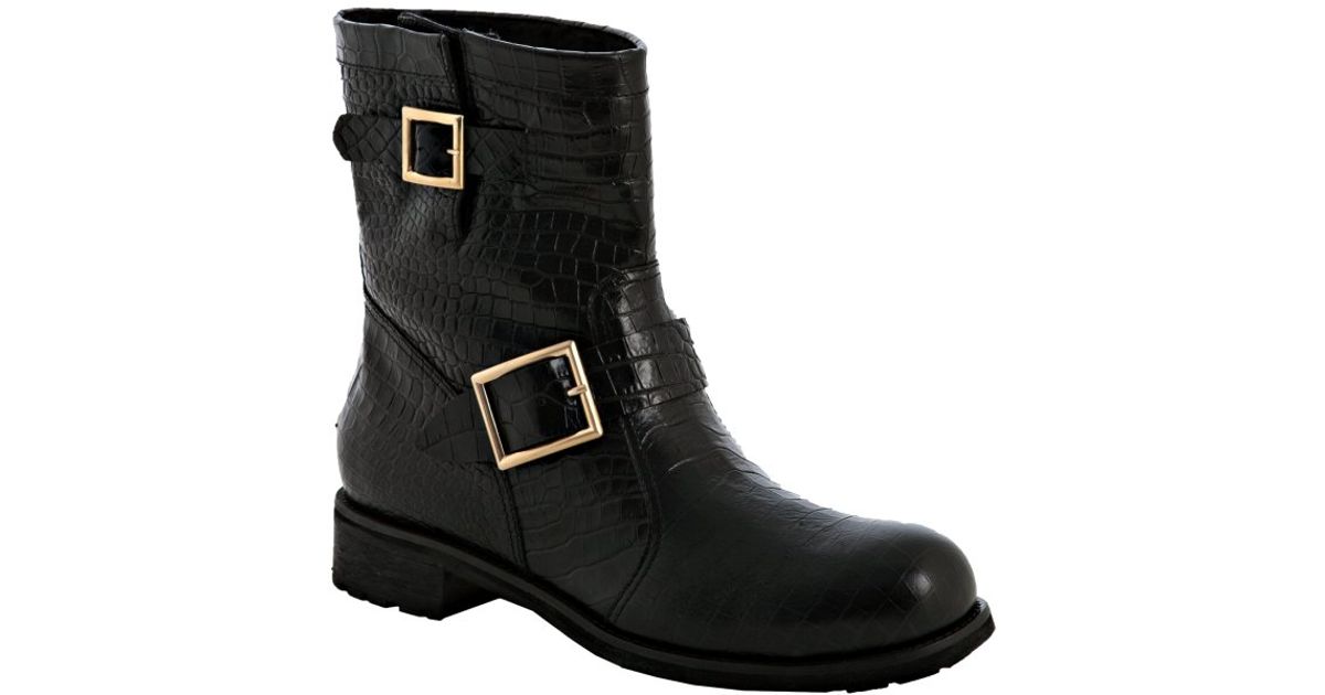 black croc boots flat