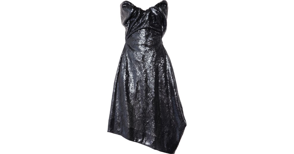 Lyst - Vivienne Westwood Gold Label Paper Bag Sequined Satin Dress in Black