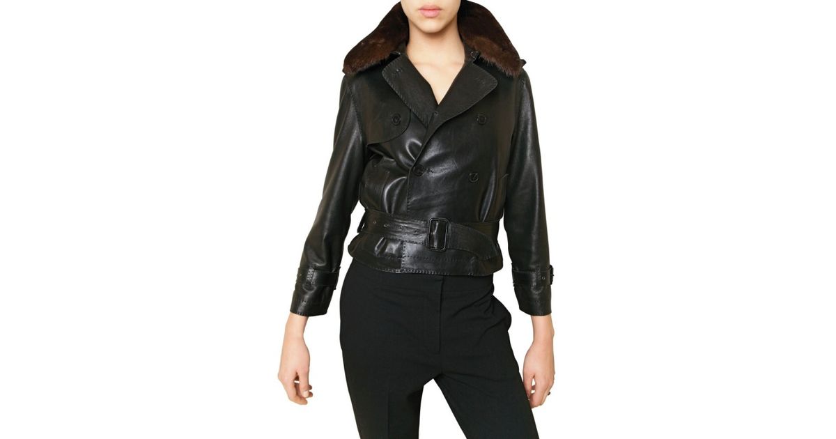 Lyst - Jean paul gaultier Mink Collar Nappa Leather Jacket in Black