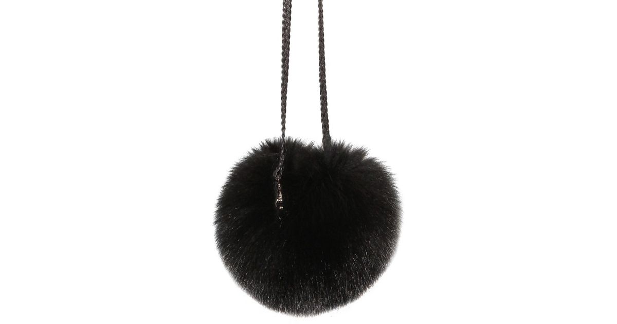 Simonetta ravizza Fox Fur Shoulder Bag in Black | Lyst