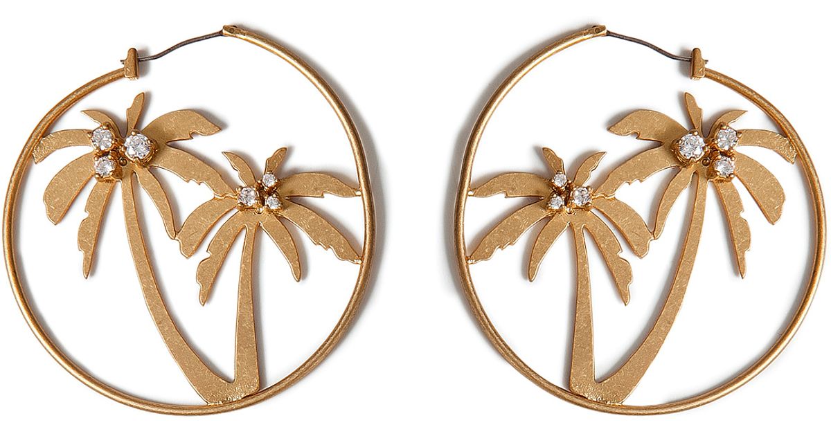 Lyst Juicy Couture Gold Tone Palm Tree Hoop Earrings In Metallic