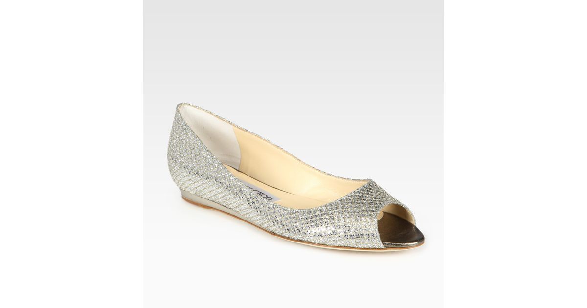 champagne peep toe flats