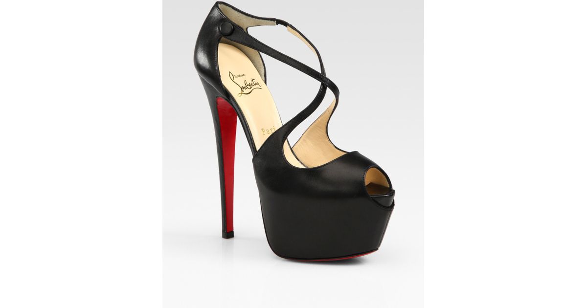 Christian louboutin Exagona Leather Criss-cross Platform Sandals ...  