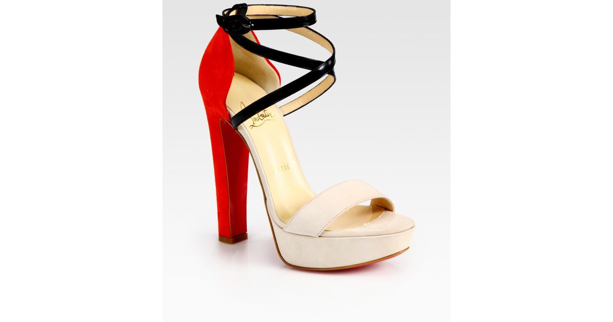 Christian louboutin Suede and Leather Crisscross Colorblock ...