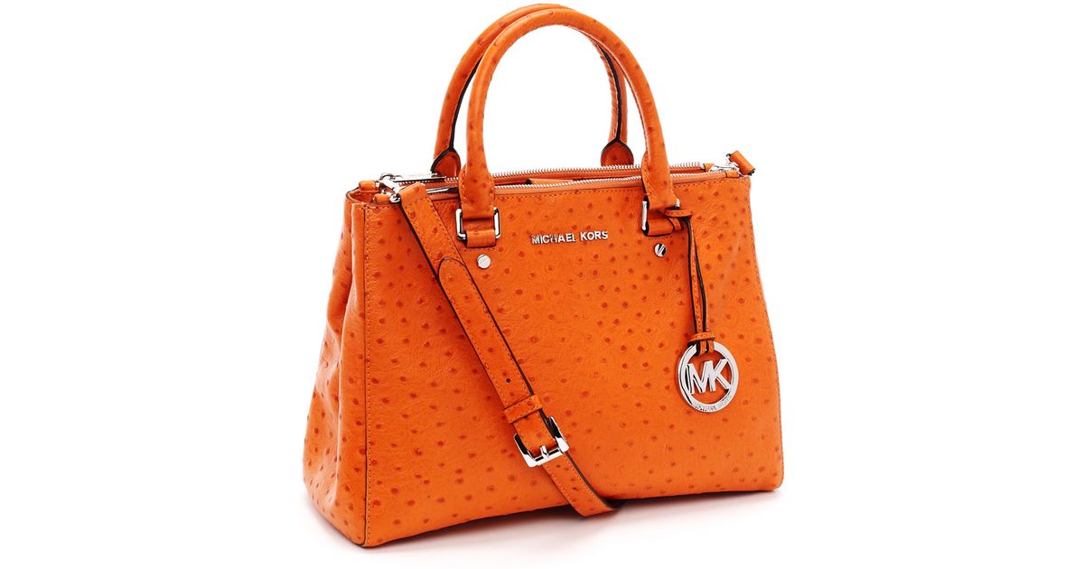 Lyst Michael Kors Medium Bedford Ostrich Embossed Dressy Lyst Michael Kors Medium Bedford Ostrich Embossed Dressy Tote In Orange