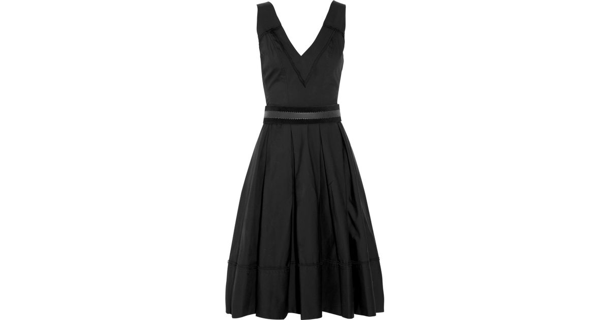 Donna karan Belted Cotton-blend Dress in Black | Lyst