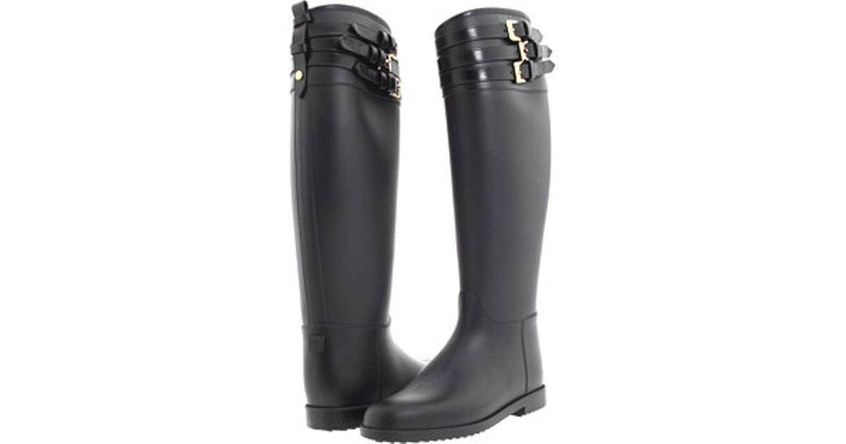 Lyst Burberry Equestrian Rain Boot with Leather Belts in Gray