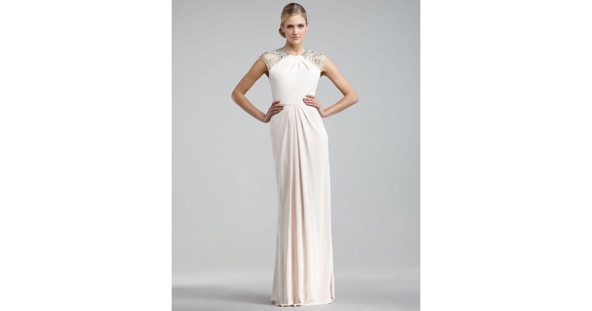 badgley mischka blush gown