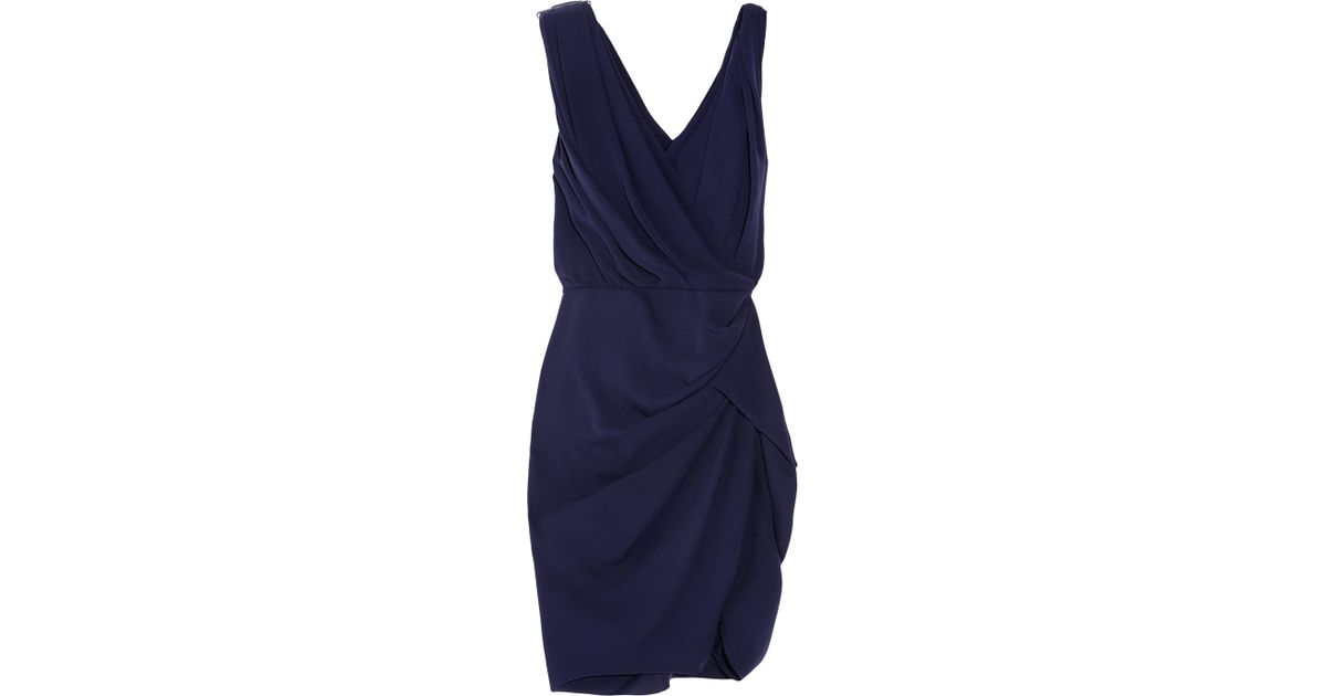 Lyst - Lanvin Silk Draped Dress in Blue