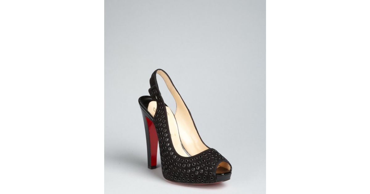 Christian louboutin Black Grommet Suede Aicha 120 Peep Toe ...