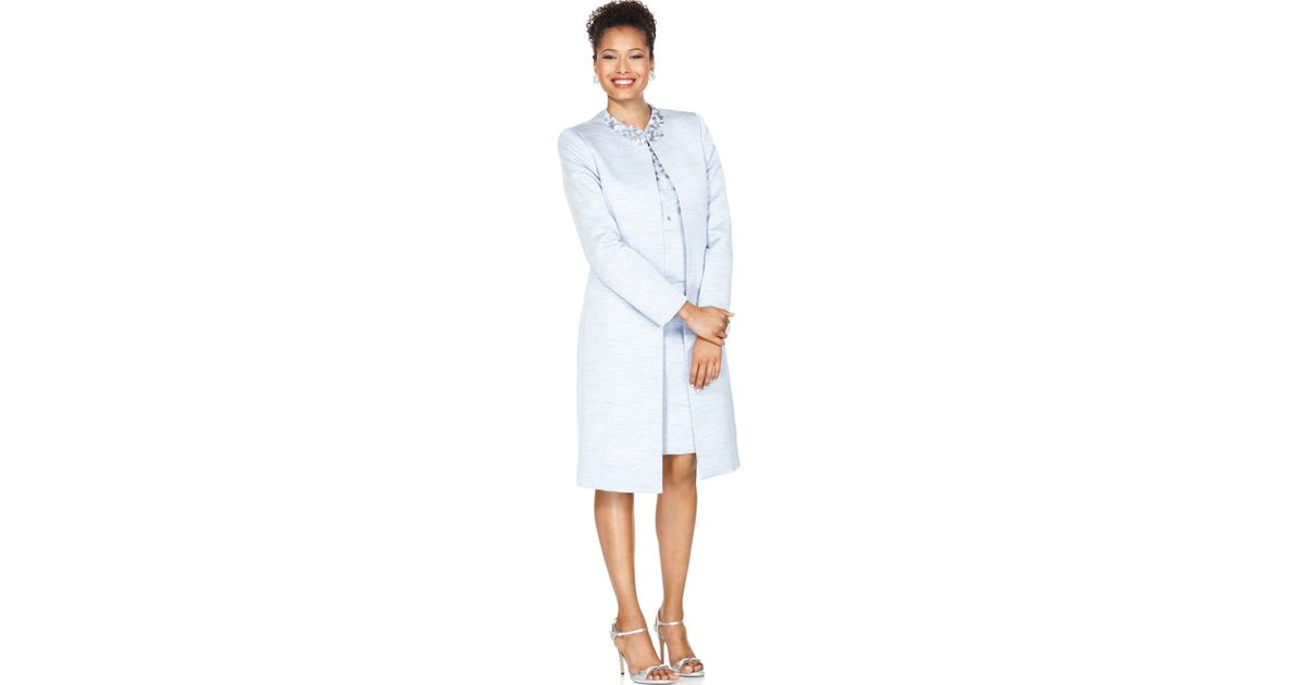 tahari long jacket suit