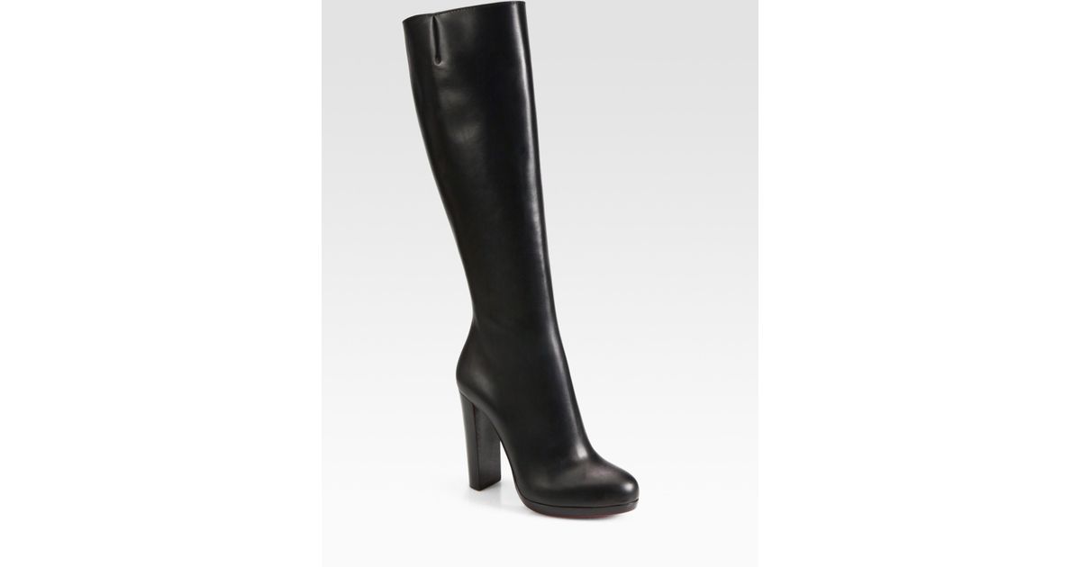 christian louboutin black leather knee high boots christian louboutin black leather knee high boots