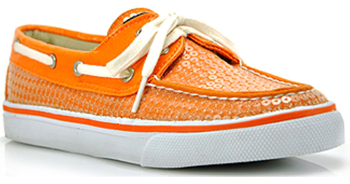 orange sperry boat shoes