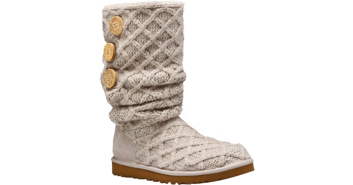 lyst ugg lattice cardy sand knit in lyst ugg lattice cardy sand knit in