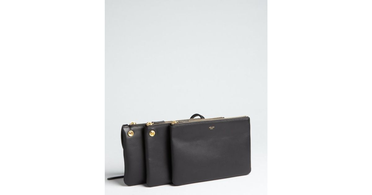 celine black patent leather handbag trio  