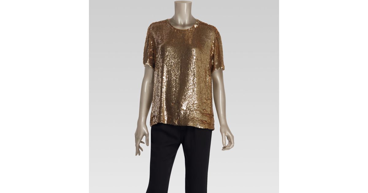 Lyst - Gucci All Over Sequin Short Sleeve Top in Metallic
