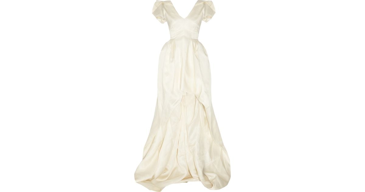 Alexander mcqueen Silk Satin Gown in White | Lyst